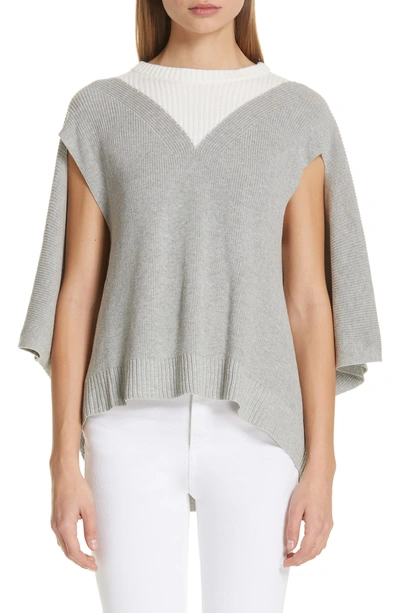 Shop Palmer Harding Dual Sweater In Grey/ Off White