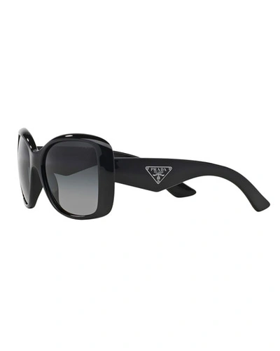 Shop Prada Heritage Logo Square Sunglasses In Black/gray