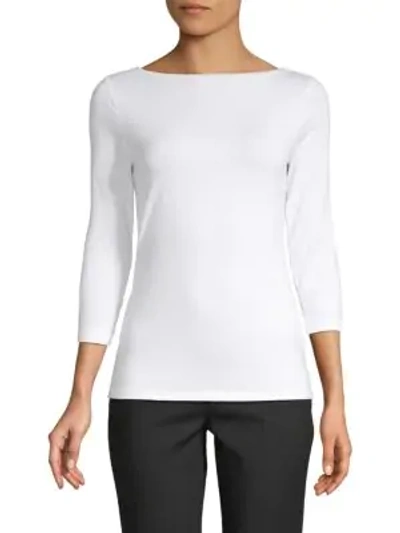 Shop Saks Fifth Avenue Boatneck Tee In White