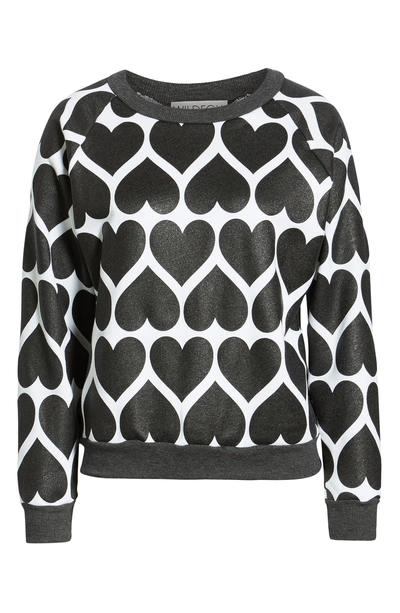 Shop Wildfox Dark Hearts Sweatshirt In Clean White Clean Black