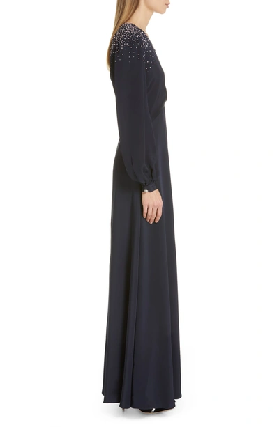 Shop Sachin & Babi Vivetta Beaded Silk Crepe Evening Dress In Midnight