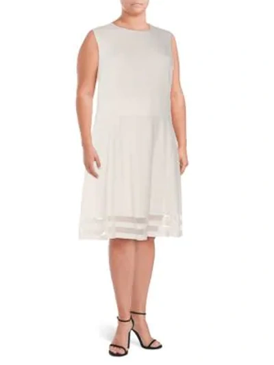 Shop Calvin Klein Plus Stripe A-line Dress In Cream