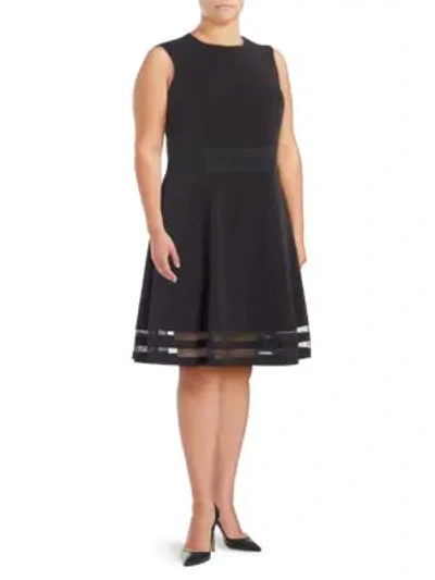 Shop Calvin Klein Plus Stripe A-line Dress In Black
