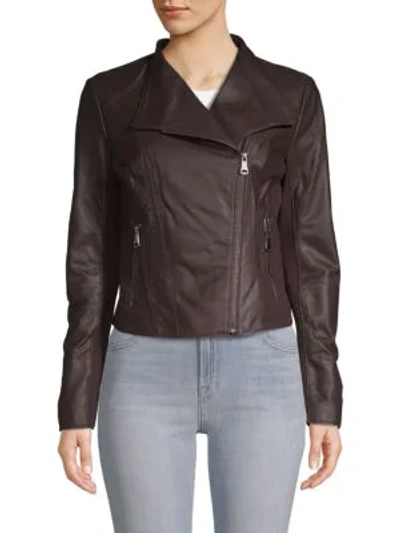 Shop Marc New York Women's Felix Leather Moto Jacket In Burgundy