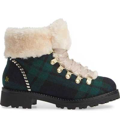 Shop Jack Rogers Charlie Faux Shearling Lined Bootie In Midnight/ Green Fabric