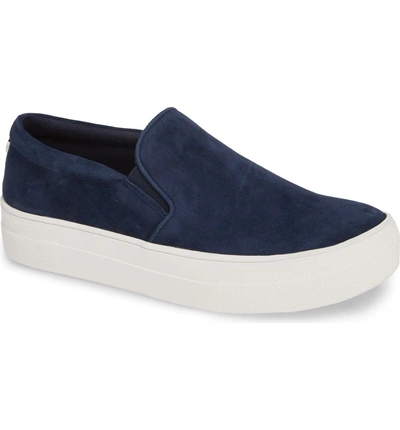 Shop Steve Madden Gills Platform Slip-on Sneaker In Navy Suede