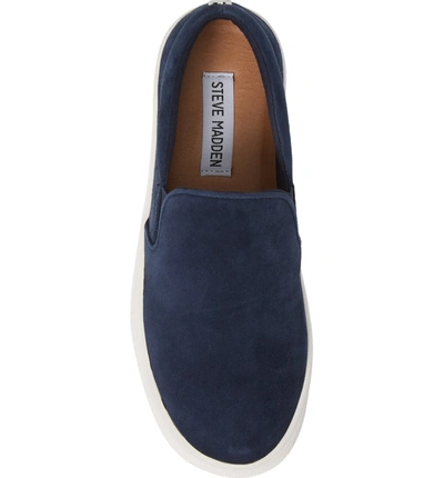 Shop Steve Madden Gills Platform Slip-on Sneaker In Navy Suede