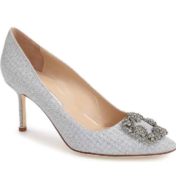 manolo blahnik silver pumps