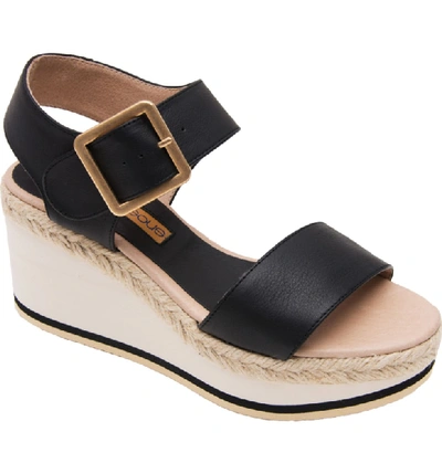 Shop Andre Assous Carmela Wedge Sandal In Black Leather