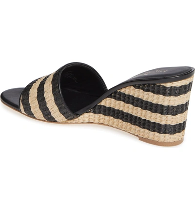 Shop Kate Spade Linda Wedge Slide Sandal In Black Rafia