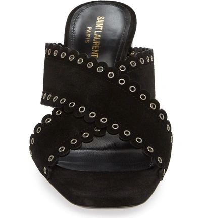 Shop Saint Laurent Loulou Grommet Sandal In Black Suede