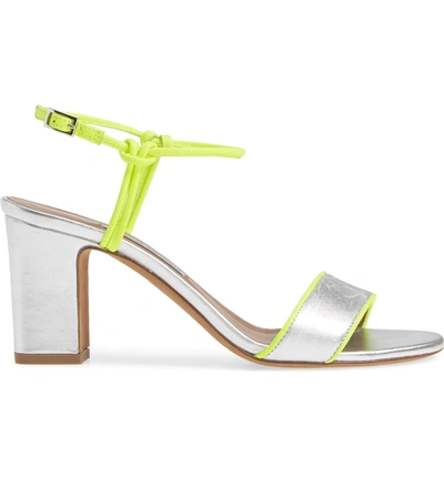 Shop Tabitha Simmons Bungee Block Heel Sandal In Silver/ Yellow