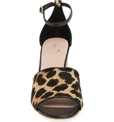 Shop Kate Spade Lonnie Genuine Calf Hair Wedge Sandal In Black/ Amaretto Leopard