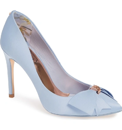 Shop Ted Baker Skalett Pump In Light Blue Satin