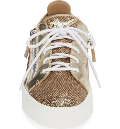 Shop Giuseppe Zanotti May London Flippable Sequin Sneaker In Platino/ Gold