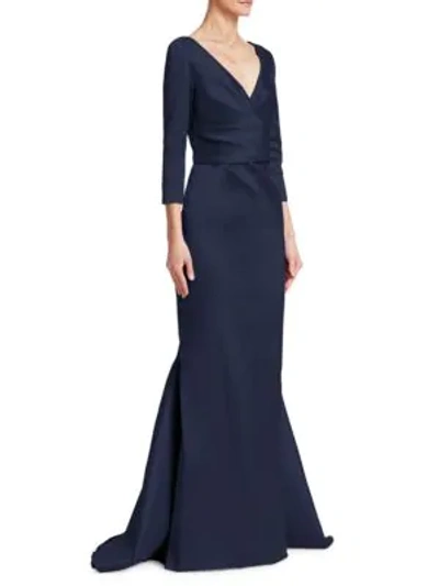 Shop Theia Draped Mermaid Gown In Midnight