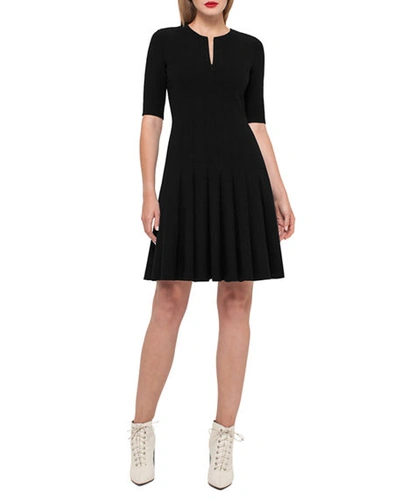Shop Akris Elbow-sleeve Zip-front Dress In Black