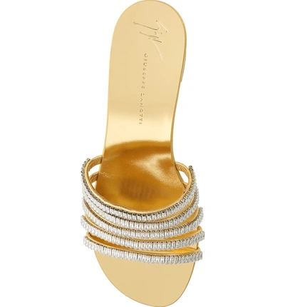 Shop Giuseppe Zanotti Crystal Embellished Slide Sandal In Gold
