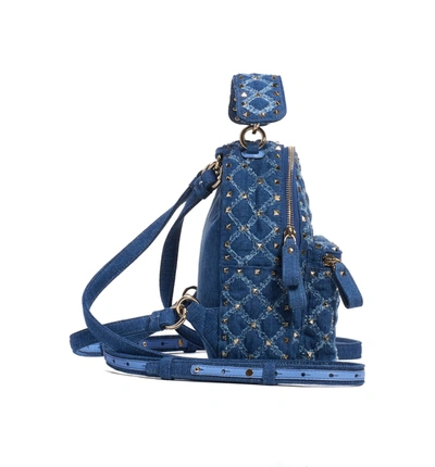 Shop Valentino Mini Rockstud Spike Denim Backpack