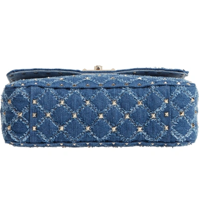 Shop Valentino Rockstud Matelasse Denim Shoulder Bag