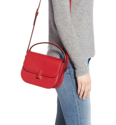 Shop Valextra Iside Leather Top Handle Bag In Red