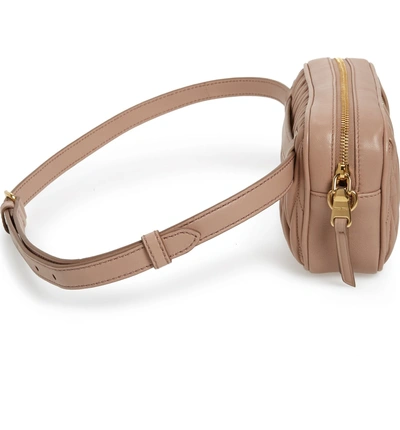 Shop Miu Miu Rider Matelasse Leather Belt Bag - Beige In Cammeo