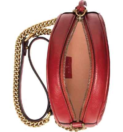 Shop Gucci Mini Gg Matelasse Round Leather Shoulder Bag In Romantic Cerise