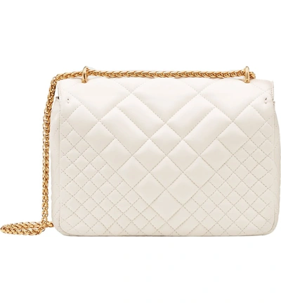 Shop Versace Medium Icon Quilted Leather Shoulder Bag In Off White/ Tribute Gold