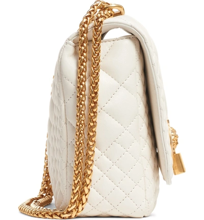Shop Versace Medium Icon Quilted Leather Shoulder Bag In Off White/ Tribute Gold