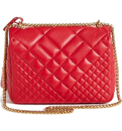 Shop Versace Medium Icon Quilted Leather Shoulder Bag - Red In Rosso