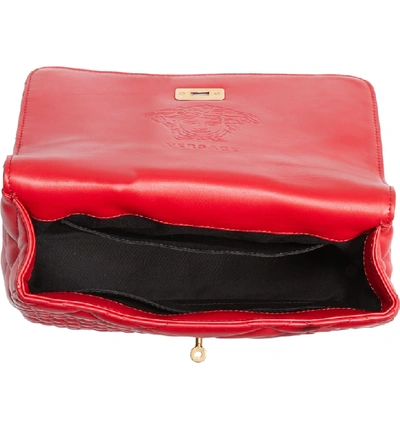 Shop Versace Medium Icon Quilted Leather Shoulder Bag - Red In Rosso