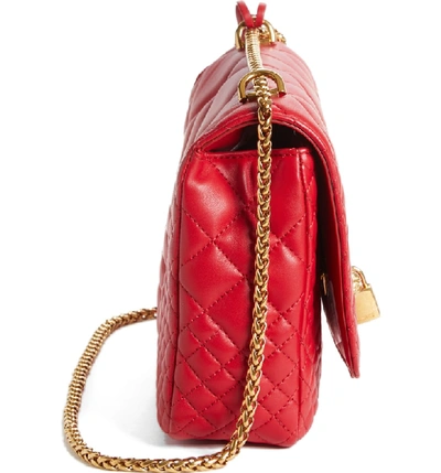 Shop Versace Medium Icon Quilted Leather Shoulder Bag - Red In Rosso