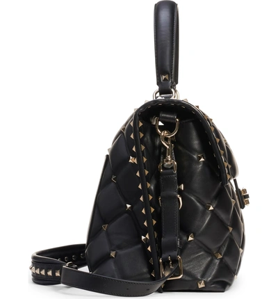 Shop Valentino Large Candystud Lambskin Top Handle Satchel - Black In Nero