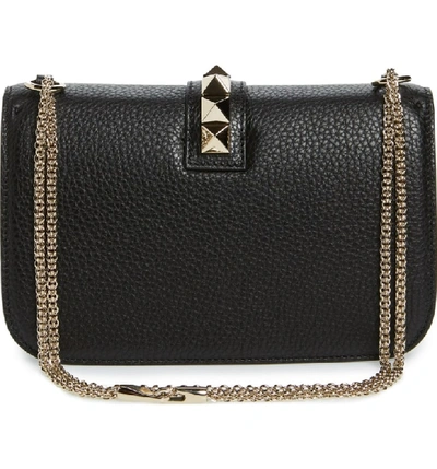 Shop Valentino Medium Lock Studded Leather Shoulder Bag In Nero
