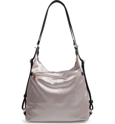 Shop Sondra Roberts Satin Convertible Hobo Backpack - Metallic In Silver