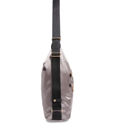 Shop Sondra Roberts Satin Convertible Hobo Backpack - Metallic In Silver