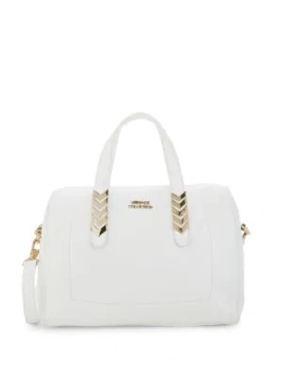 Shop Versace Leather Shoulder Bag In White