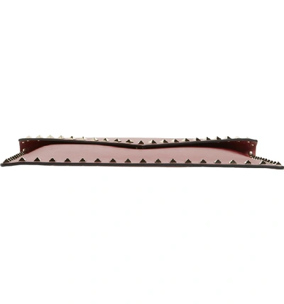 Shop Valentino Rockstud Leather Envelope Pouch - Burgundy In Rubin
