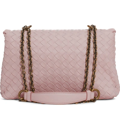 Shop Bottega Veneta Baby Olimpia Leather Shoulder Bag - Pink In Quartz / Quartz