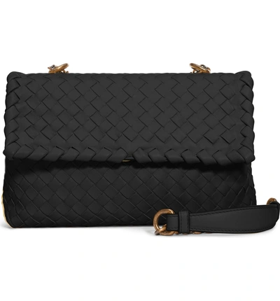 Shop Bottega Veneta Baby Olimpia Leather Shoulder Bag - Black In Nero/ Nero