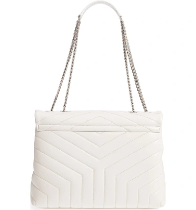 Shop Saint Laurent Medium Loulou Calfskin Leather Shoulder Bag - White In Icy White/ Icy White