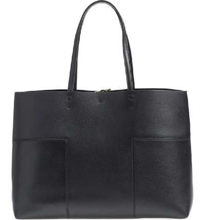 Shop Tory Burch 'block-t' Leather Tote - Black
