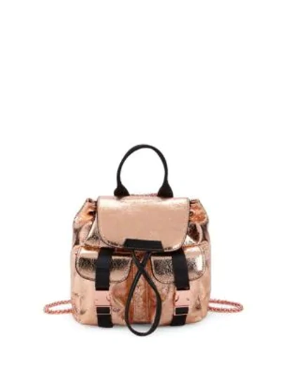 Shop Kendall + Kylie Logo Metallic Backpack In Copper