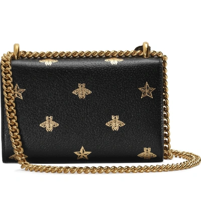 Shop Gucci Mini Padlock Leather Shoulder Bag In Nero/ Oro