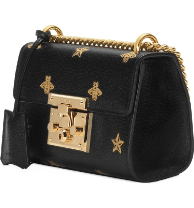 Shop Gucci Mini Padlock Leather Shoulder Bag In Nero/ Oro