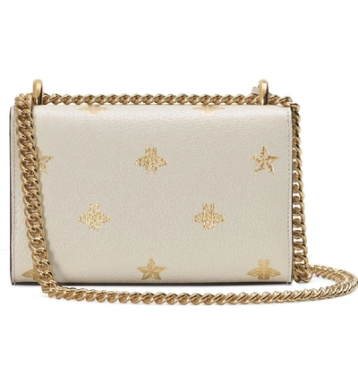 Shop Gucci Mini Padlock Leather Shoulder Bag In Mystic White/ Oro