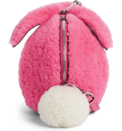 Shop Loewe Mini Bunny Fuzzy Genuine Shearling Crossbody Bag - Pink In Wild Rose