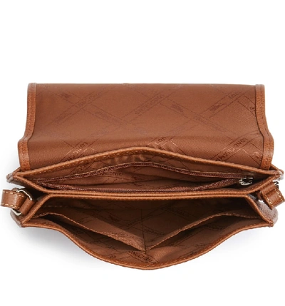 Shop Longchamp Small Le Foulonne Leather Crossbody Bag - Brown In Cognac