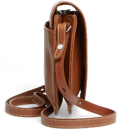 Shop Longchamp Small Le Foulonne Leather Crossbody Bag - Brown In Cognac