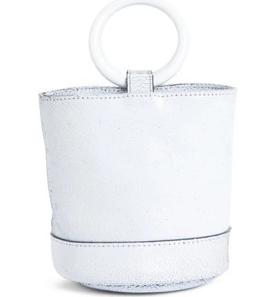 Shop Simon Miller Bonsai 15 Calfskin Leather Bucket Bag - White In White Crackle
